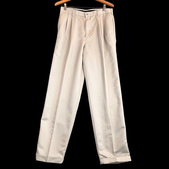 Mens Savane Mens 34x34 Beige Silkworks Luxury Touch Performance Dress Pants - Picture 1 of 11